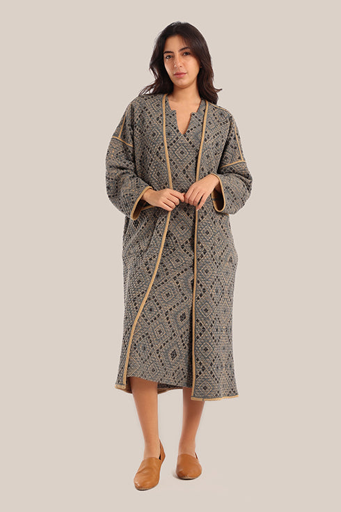 Cotton quilted sleeveless long dress